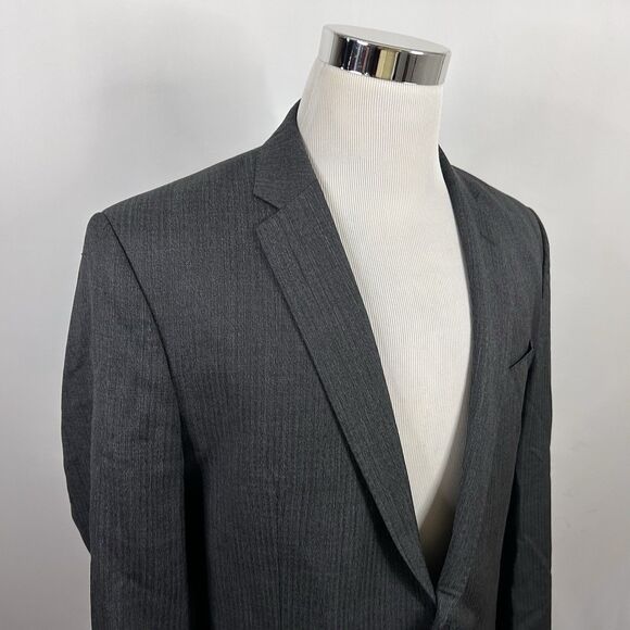 Versace Collection 44R Sport Coat 100% Wool Gray Herringbone Two Button Vented - Picture 1 of 8
